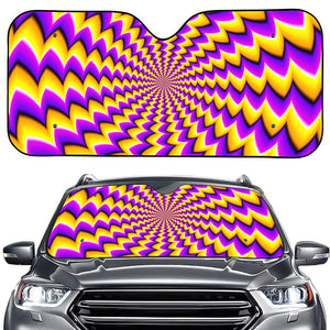 Yellow Dizzy Moving Optical Illusion Car Windshield Sun Shade