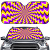 Yellow Dizzy Moving Optical Illusion Car Windshield Sun Shade