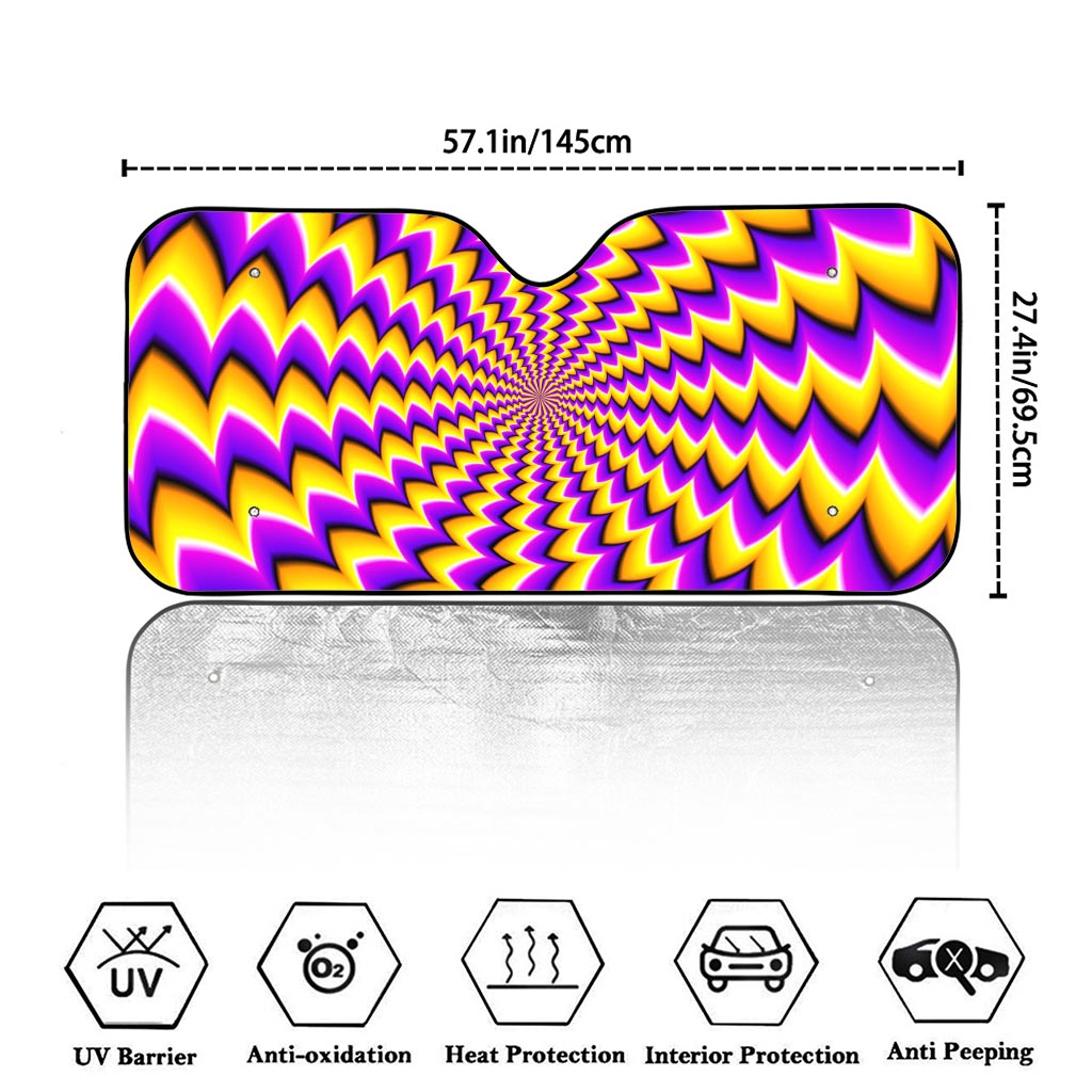 Yellow Dizzy Moving Optical Illusion Car Windshield Sun Shade