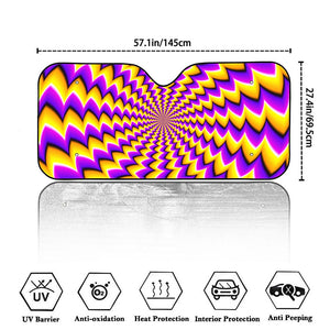 Yellow Dizzy Moving Optical Illusion Car Windshield Sun Shade