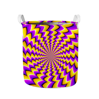 Yellow Dizzy Moving Optical Illusion Collapsible Laundry Basket