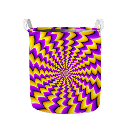 Yellow Dizzy Moving Optical Illusion Collapsible Laundry Basket