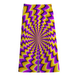 Yellow Dizzy Moving Optical Illusion Cotton Front Slit Maxi Skirt