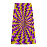 Yellow Dizzy Moving Optical Illusion Cotton Front Slit Maxi Skirt