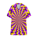 Yellow Dizzy Moving Optical Illusion Cotton Hawaiian Shirt