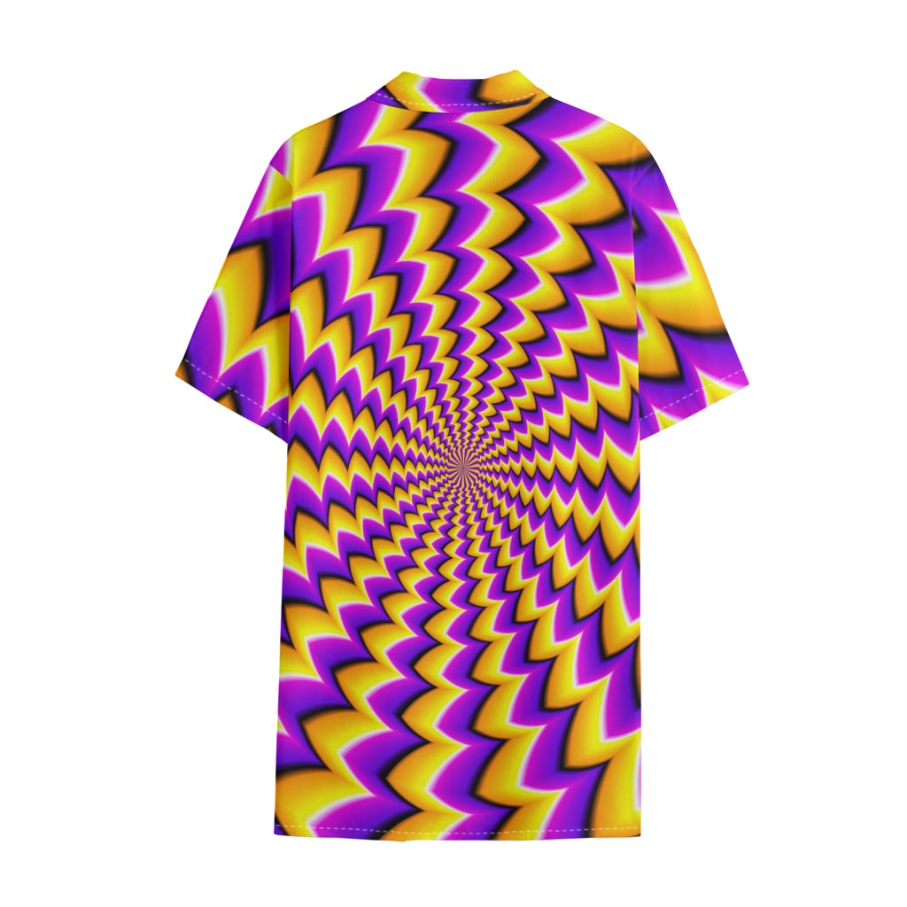 Yellow Dizzy Moving Optical Illusion Cotton Hawaiian Shirt