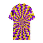 Yellow Dizzy Moving Optical Illusion Cotton Hawaiian Shirt