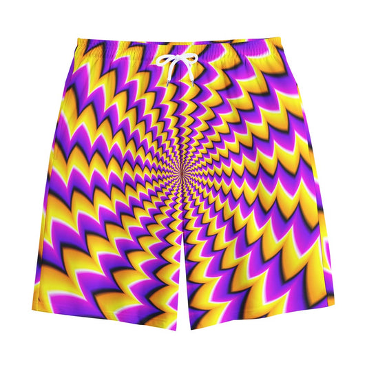Yellow Dizzy Moving Optical Illusion Cotton Shorts