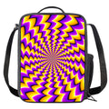 Yellow Dizzy Moving Optical Illusion Crossbody Lunch Bag