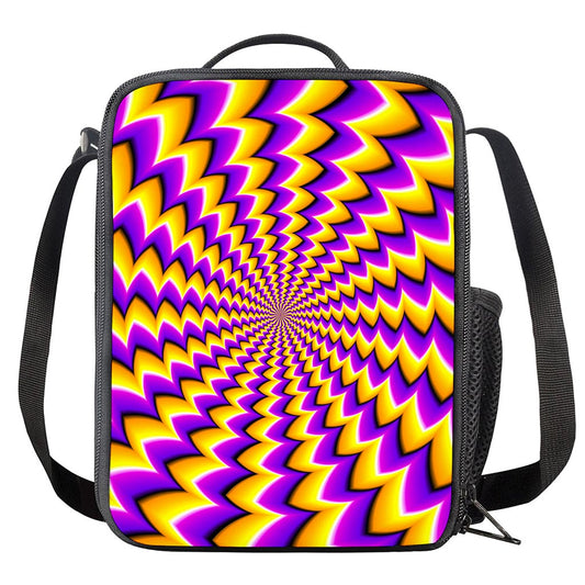Yellow Dizzy Moving Optical Illusion Crossbody Lunch Bag
