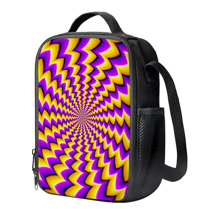 Yellow Dizzy Moving Optical Illusion Crossbody Lunch Bag