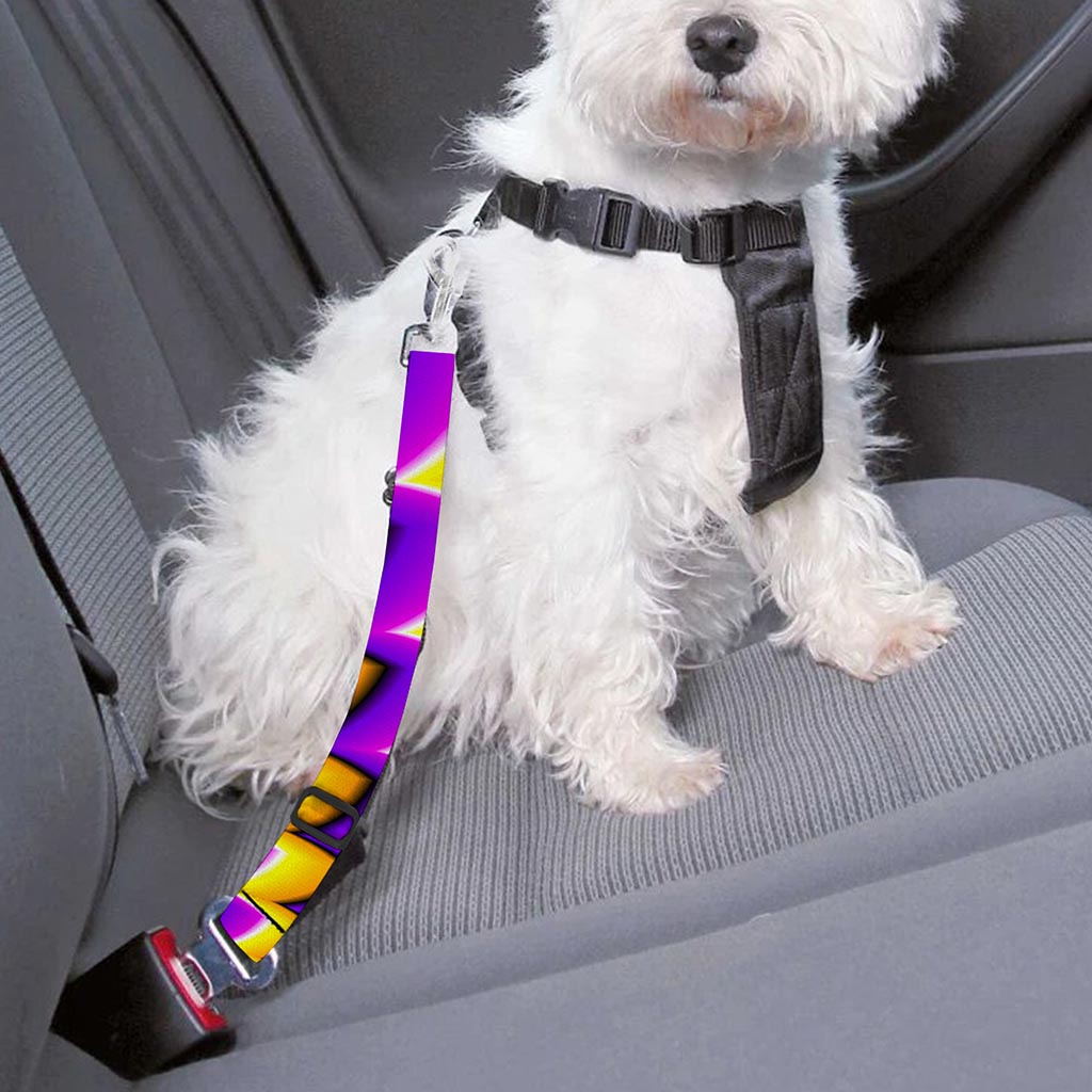 Yellow Dizzy Moving Optical Illusion Dog Seat Belt