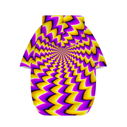 Yellow Dizzy Moving Optical Illusion Dog Zip Up Hoodie