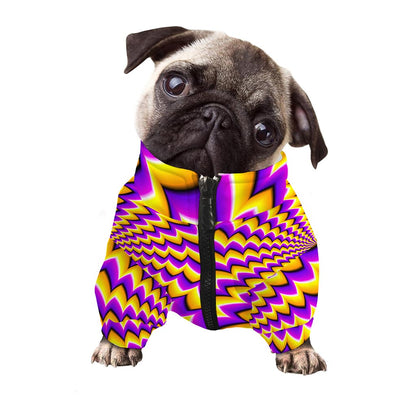 Yellow Dizzy Moving Optical Illusion Dog Zip Up Jacket