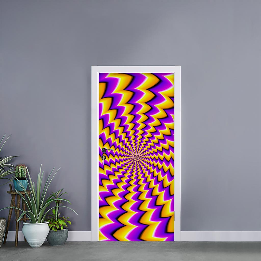 Yellow Dizzy Moving Optical Illusion Door Sticker