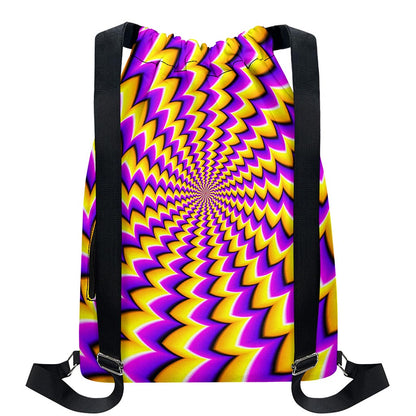 Yellow Dizzy Moving Optical Illusion Drawstring Backpack