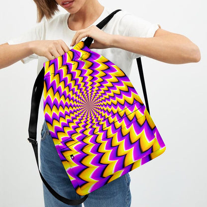 Yellow Dizzy Moving Optical Illusion Drawstring Backpack