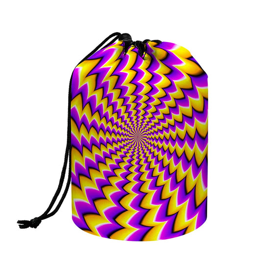 Yellow Dizzy Moving Optical Illusion Drawstring Makeup Bag