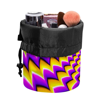 Yellow Dizzy Moving Optical Illusion Drawstring Makeup Bag