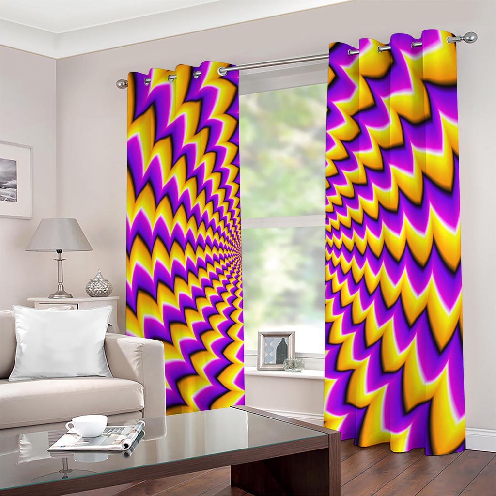 Yellow Dizzy Moving Optical Illusion Extra Wide Grommet Curtains