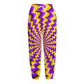 Yellow Dizzy Moving Optical Illusion Fleece Lined Knit Pants