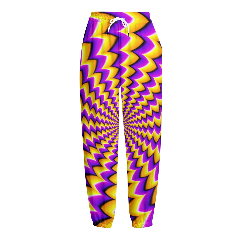 Yellow Dizzy Moving Optical Illusion Fleece Lined Knit Pants