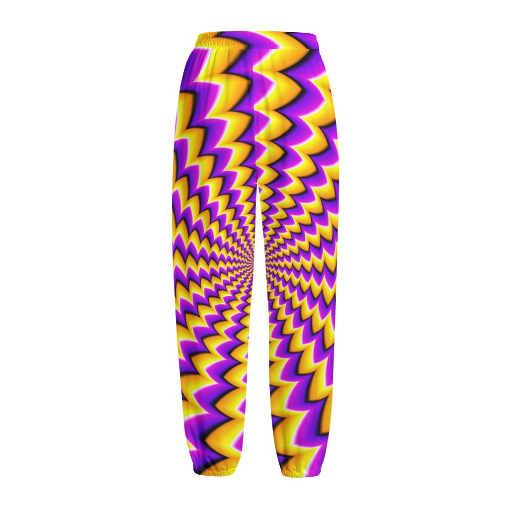 Yellow Dizzy Moving Optical Illusion Fleece Lined Knit Pants