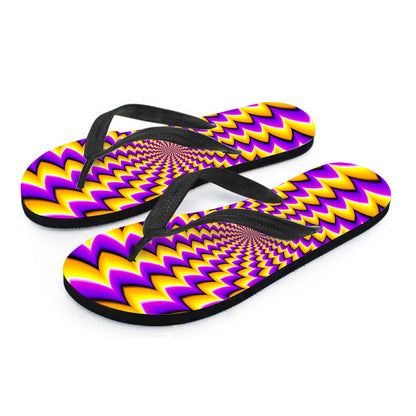 Yellow Dizzy Moving Optical Illusion Flip Flops