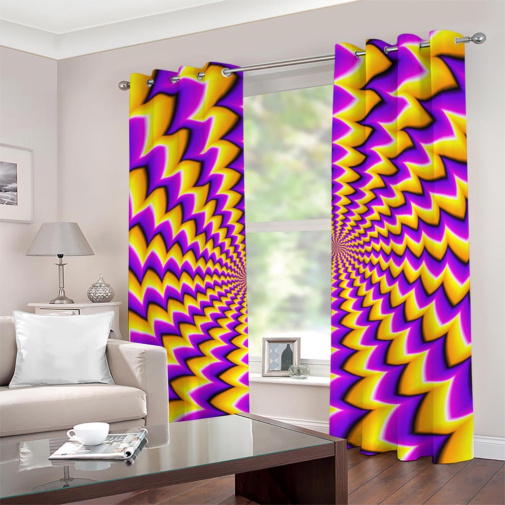 Yellow Dizzy Moving Optical Illusion Grommet Curtains