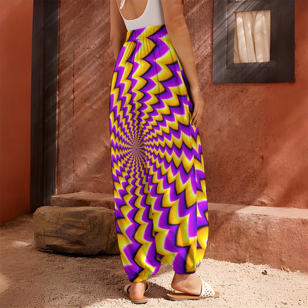 Yellow Dizzy Moving Optical Illusion Harem Pants
