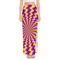 Yellow Dizzy Moving Optical Illusion High Slit Maxi Skirt