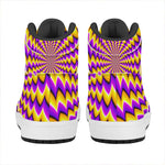 Yellow Dizzy Moving Optical Illusion High Top Leather Sneakers