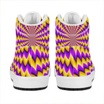 Yellow Dizzy Moving Optical Illusion High Top Leather Sneakers