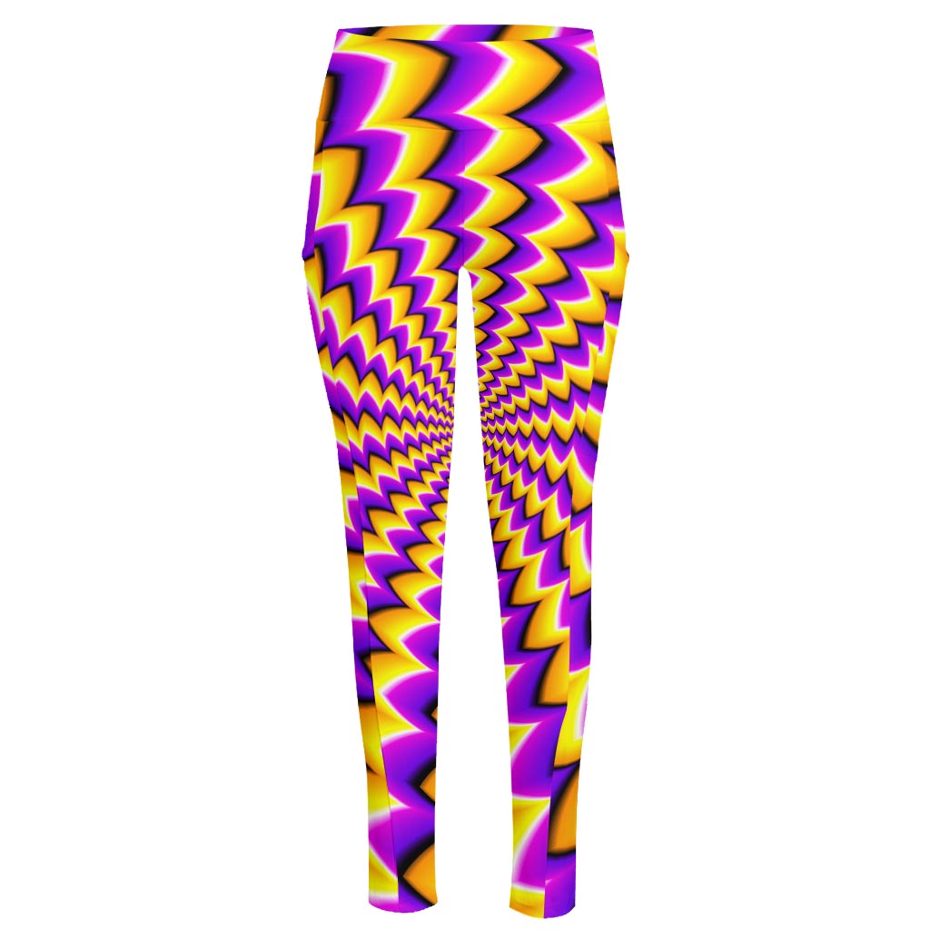 Yellow Dizzy Moving Optical Illusion High-Waisted Pocket Leggings