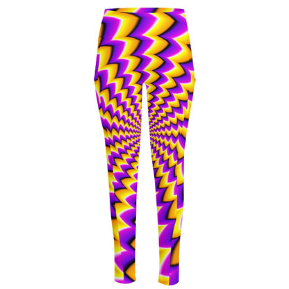 Yellow Dizzy Moving Optical Illusion High-Waisted Pocket Leggings