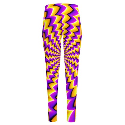 Yellow Dizzy Moving Optical Illusion High-Waisted Pocket Leggings