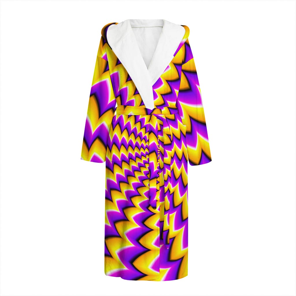 Yellow Dizzy Moving Optical Illusion Hooded Bathrobe
