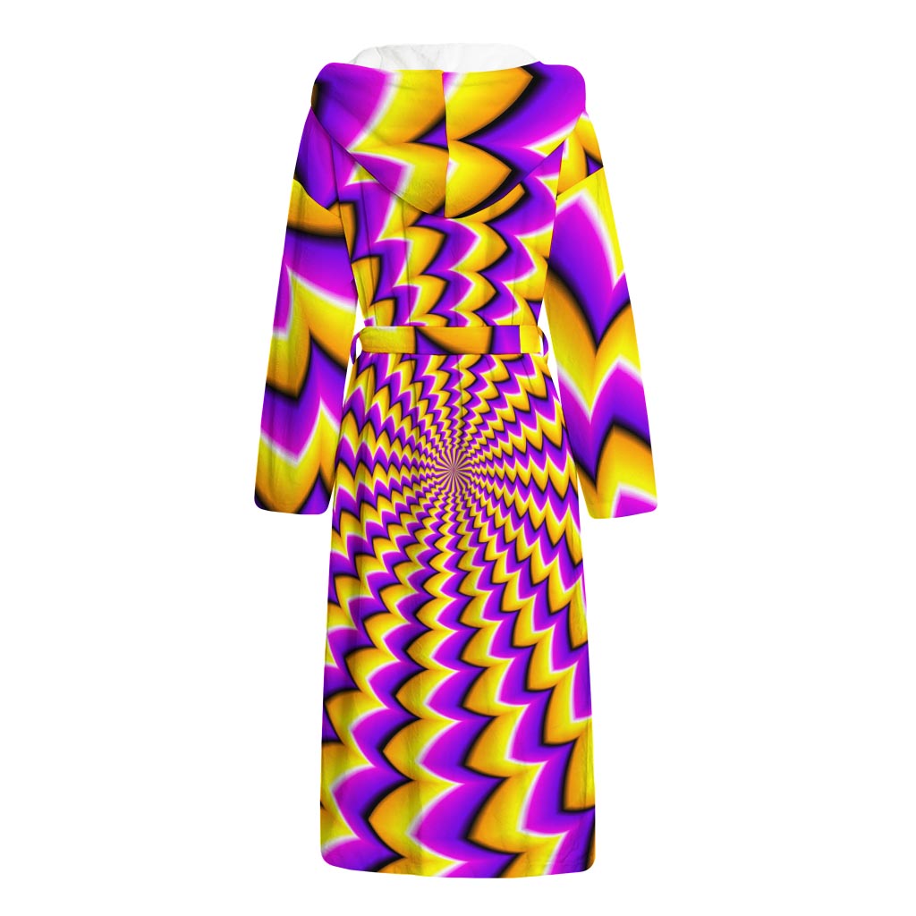 Yellow Dizzy Moving Optical Illusion Hooded Bathrobe