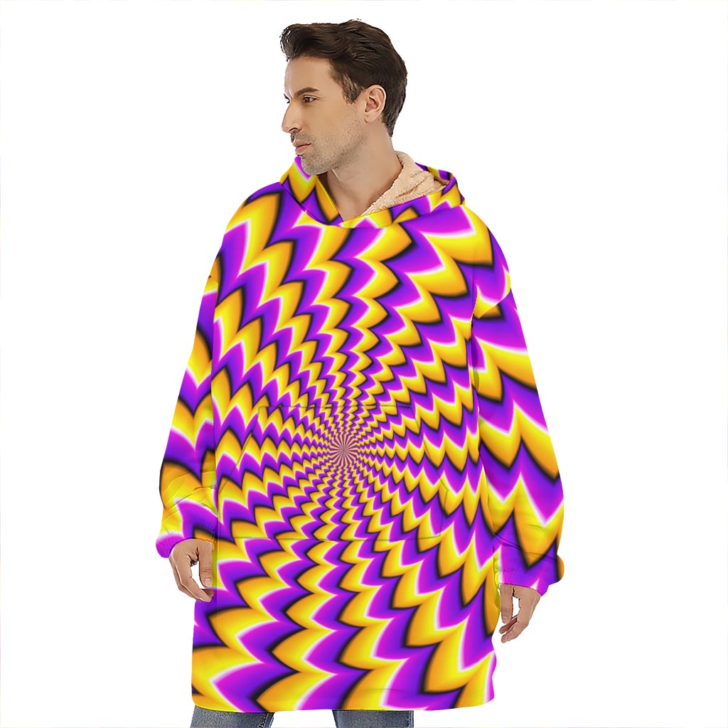 Yellow Dizzy Moving Optical Illusion Hoodie Blanket