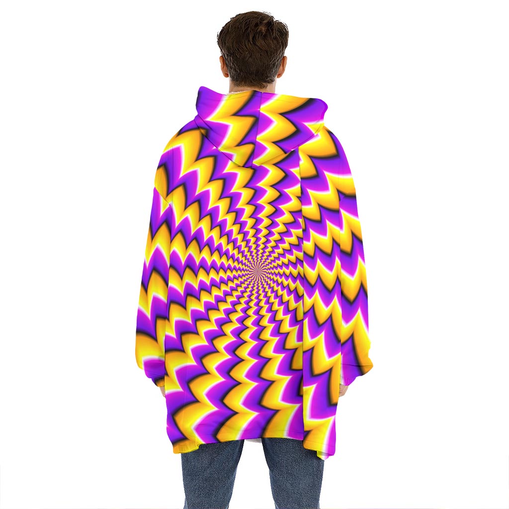Yellow Dizzy Moving Optical Illusion Hoodie Blanket