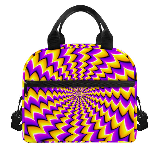 Yellow Dizzy Moving Optical Illusion Insulated Lunch Bag