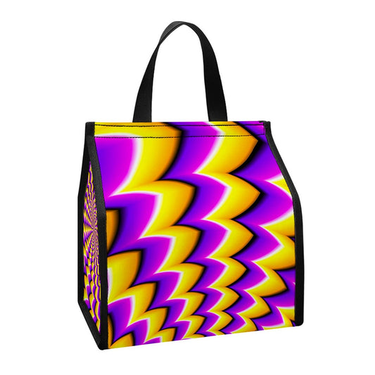 Yellow Dizzy Moving Optical Illusion Insulated Lunch Tote