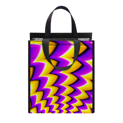 Yellow Dizzy Moving Optical Illusion Insulated Lunch Tote
