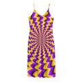 Yellow Dizzy Moving Optical Illusion Jersey Midi Cami Dress