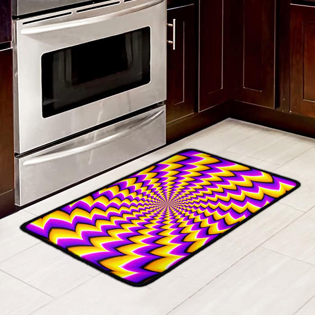 Yellow Dizzy Moving Optical Illusion Kitchen Mat