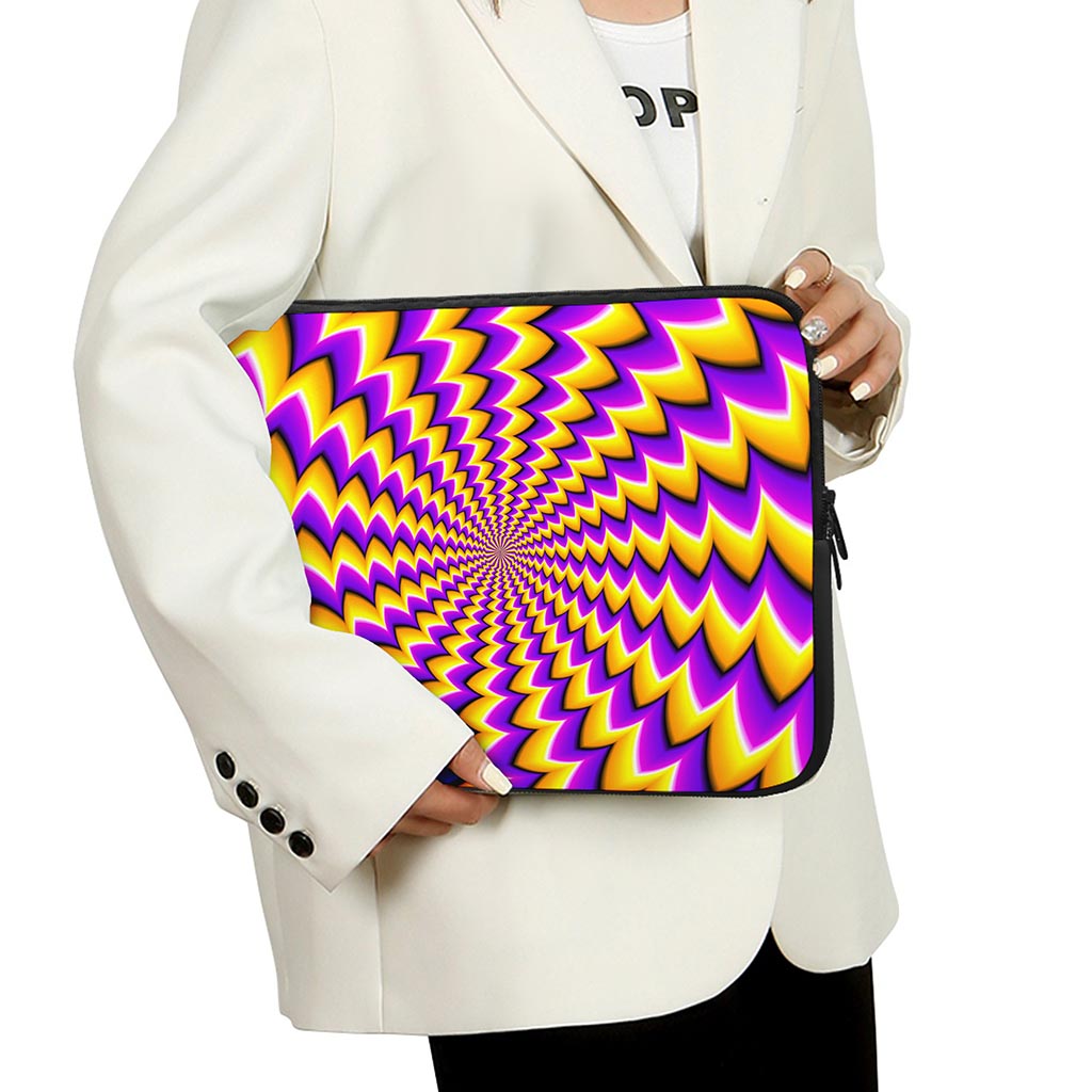 Yellow Dizzy Moving Optical Illusion Laptop Sleeve