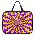 Yellow Dizzy Moving Optical Illusion Laptop Sleeve With Handle