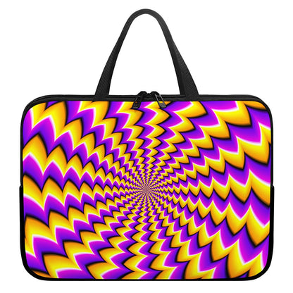 Yellow Dizzy Moving Optical Illusion Laptop Sleeve With Handle