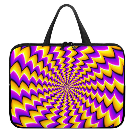 Yellow Dizzy Moving Optical Illusion Laptop Sleeve With Handle