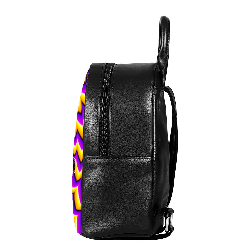Yellow Dizzy Moving Optical Illusion Leather Backpack